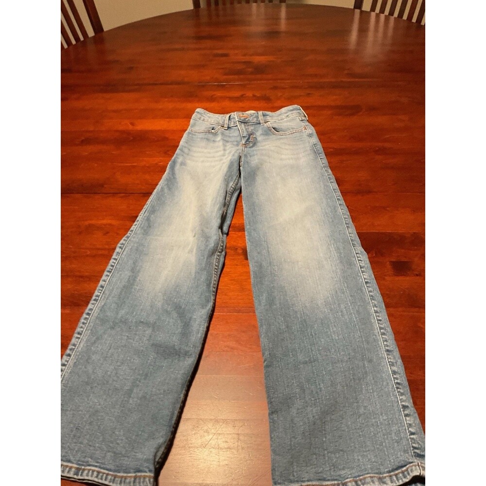 Abercrombie Kids High Rise Wide Leg Jeans Girls 9/10 Long Lace Pockets